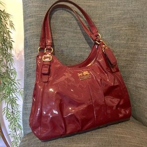 Coach 18760 Madison Brass and Plum Patent Leather Bag
